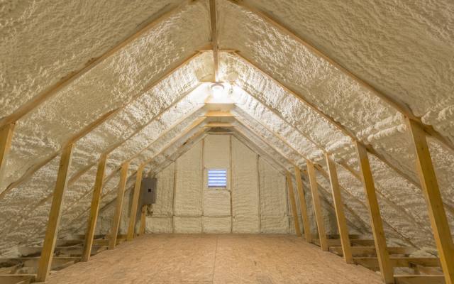 Attic finished in spray foam from the ridge down past the eaves